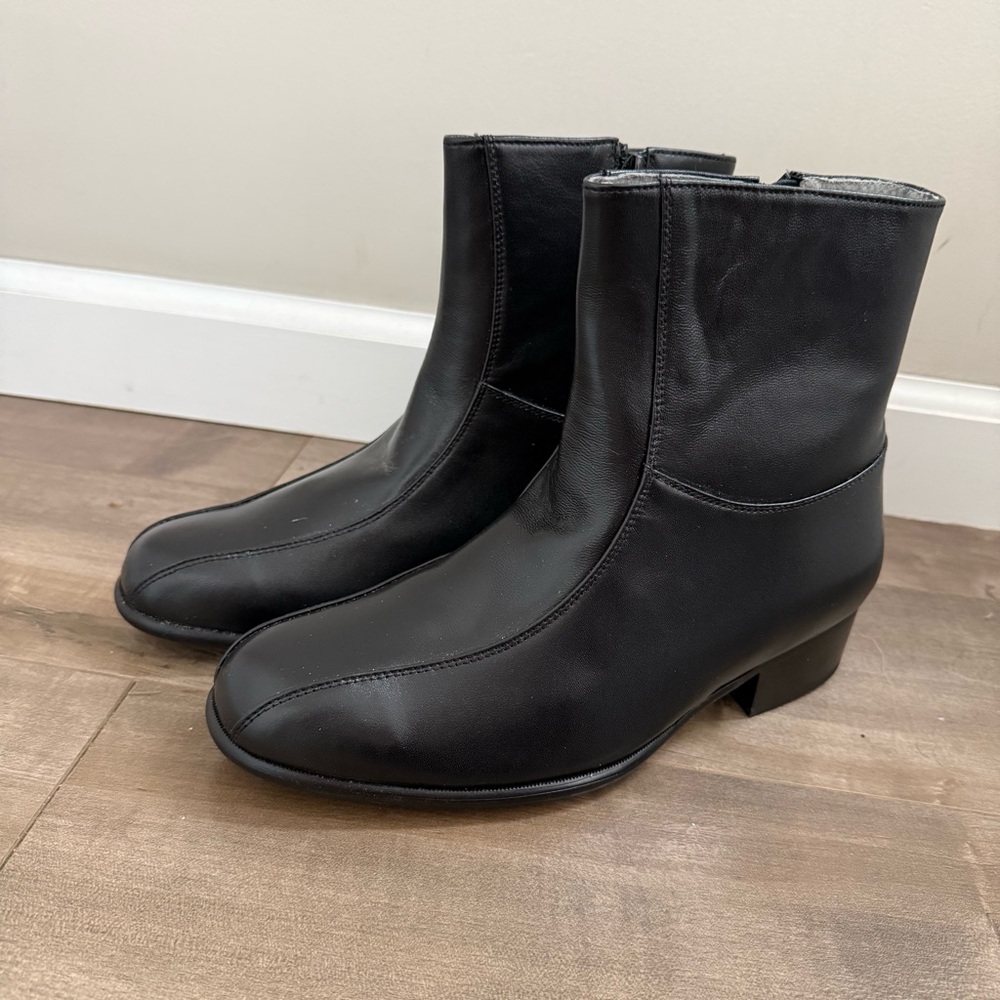 NEW Irvine Park Leather Boots‎ Men 8W Black Leather Round Toe Zip Heel No Box